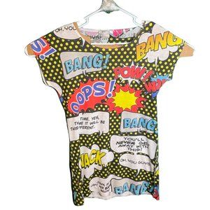 Pop Art Comic Jasmine Sportswear Vtg Long Top or Mini Dress 31" Size Small